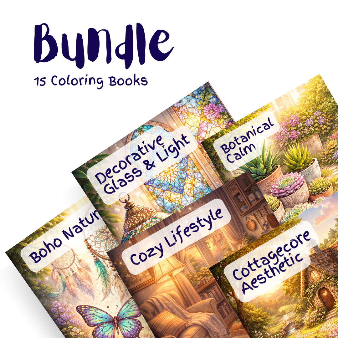 Complete Cozy & Design Collection Bundle – 15 Coloring Books